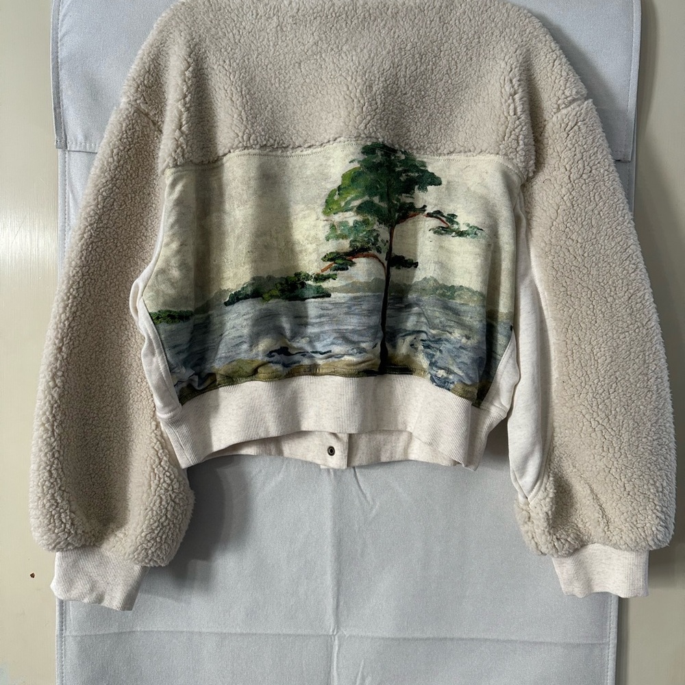 Anthropologie Daily Practice Landscape Beige and Green Jacket - Picture 2 of 9